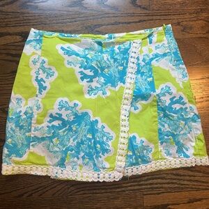 Crown & Ivy Asymmetrical Skirt in Blue and Green